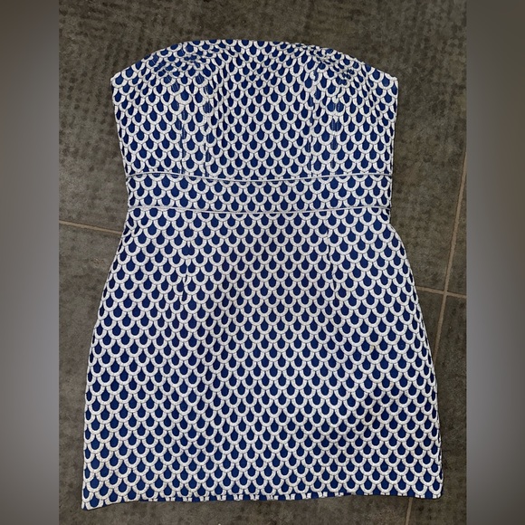 Lilly Pulitzer Strapless Navy & Silver Mermaid Dress Size 4 - Picture 4 of 11